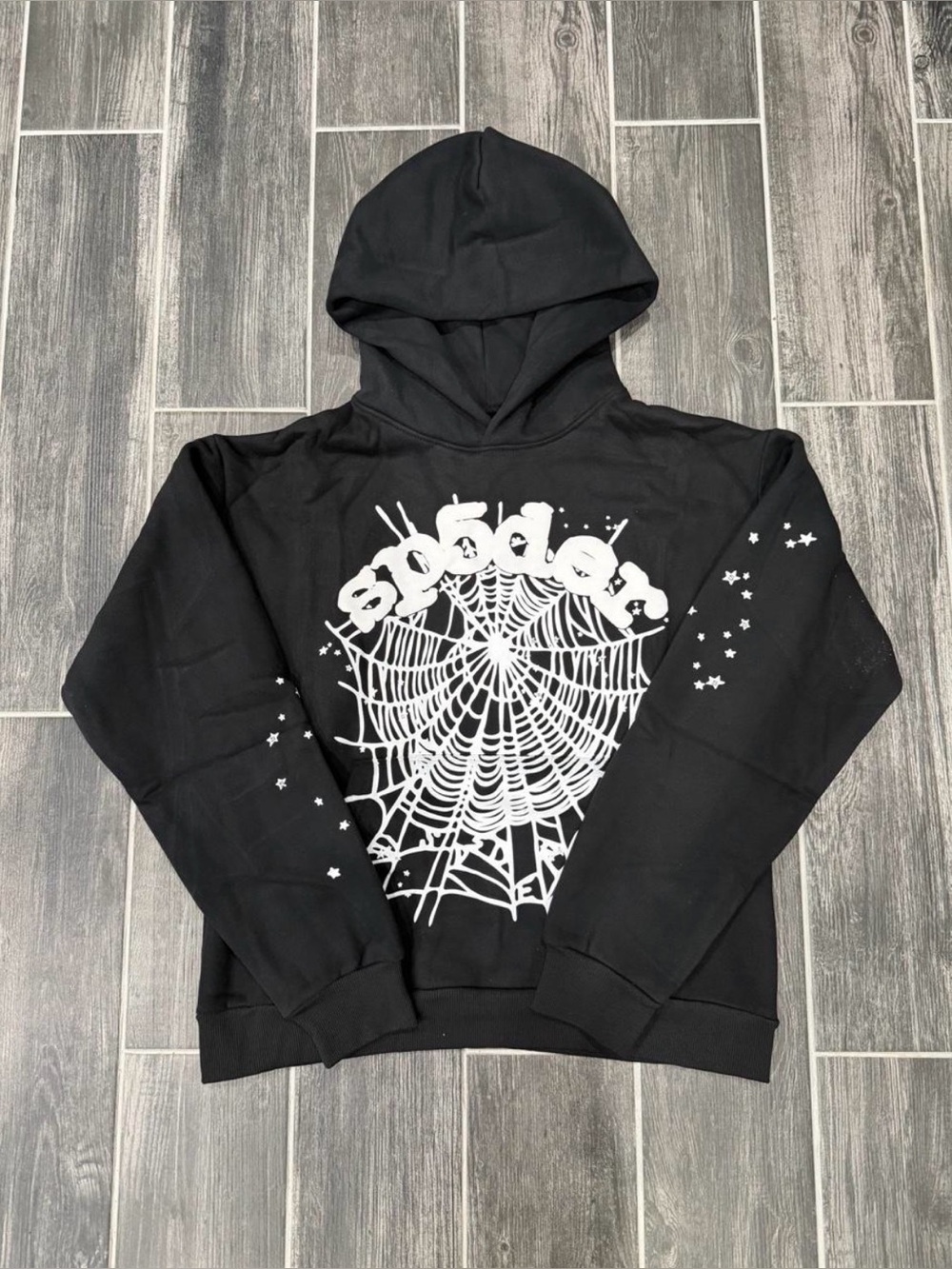 Black Graphic Spiderweb Hoodie Sweater